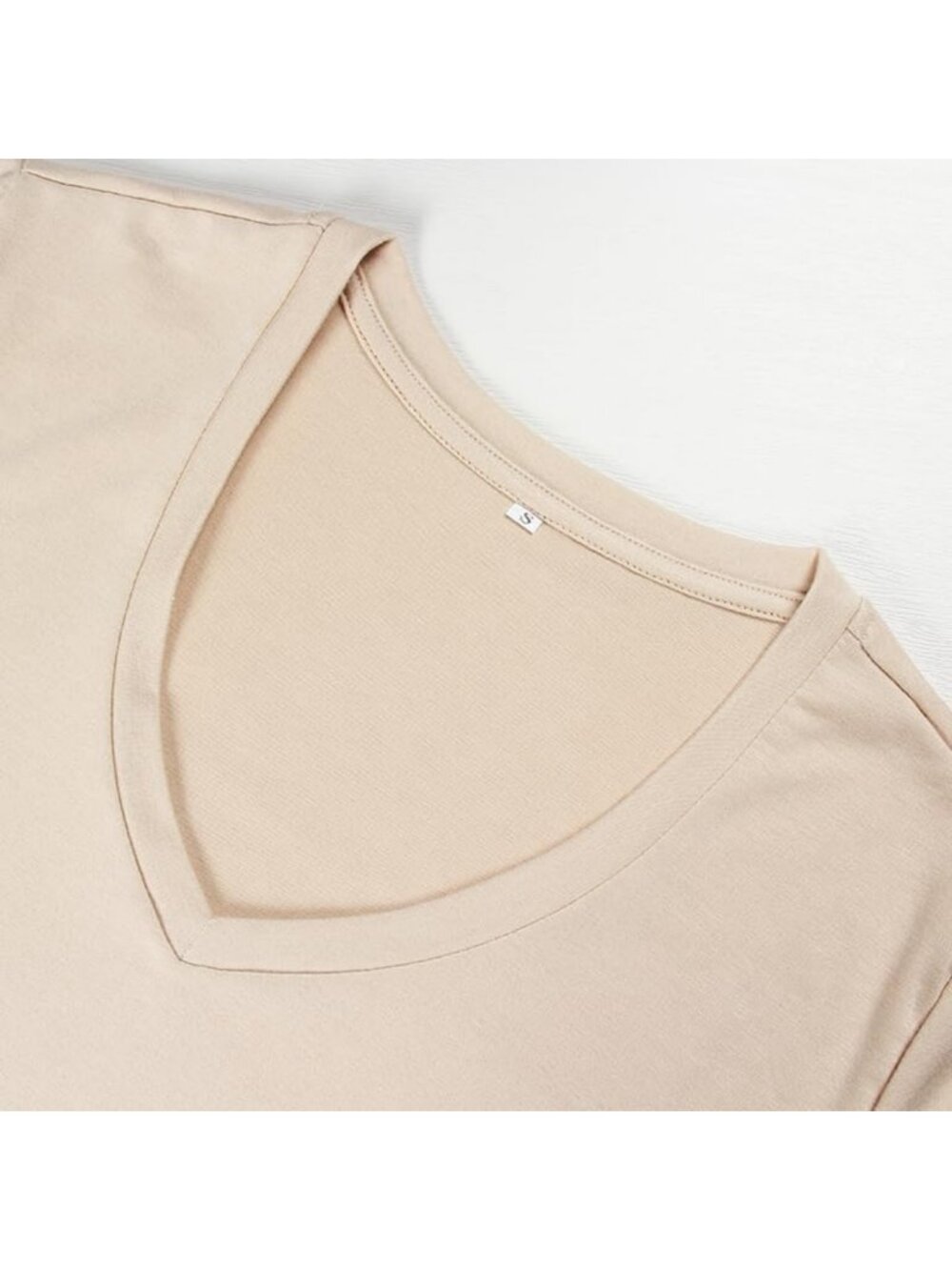 Classic Fit Short Sleeve V Neck Casual Tee - Women's Summer Top, Everyday - Picture 7 of 8